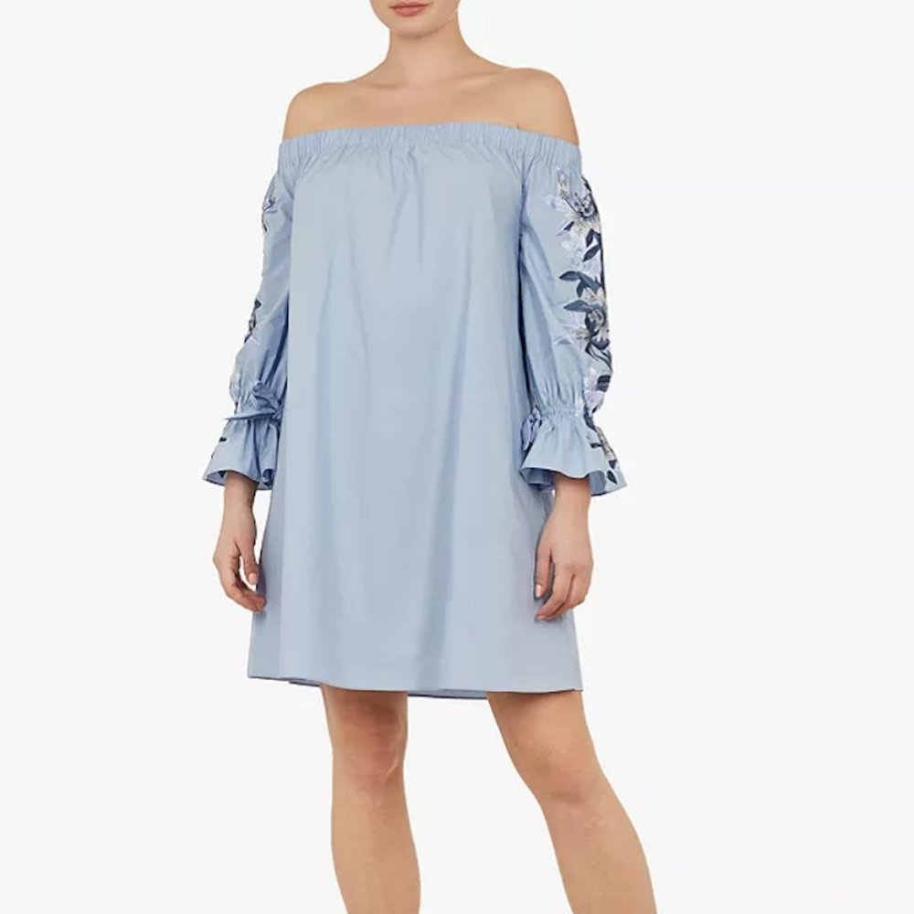 Ted Baker Embroidered Bardot Dress Ted 2/US 6 NWT
